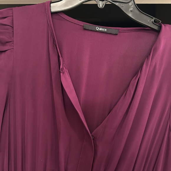 Quince Tiered Washable Silk Maxi Dress in Aubergine / Eggplant - Picture 9 of 14